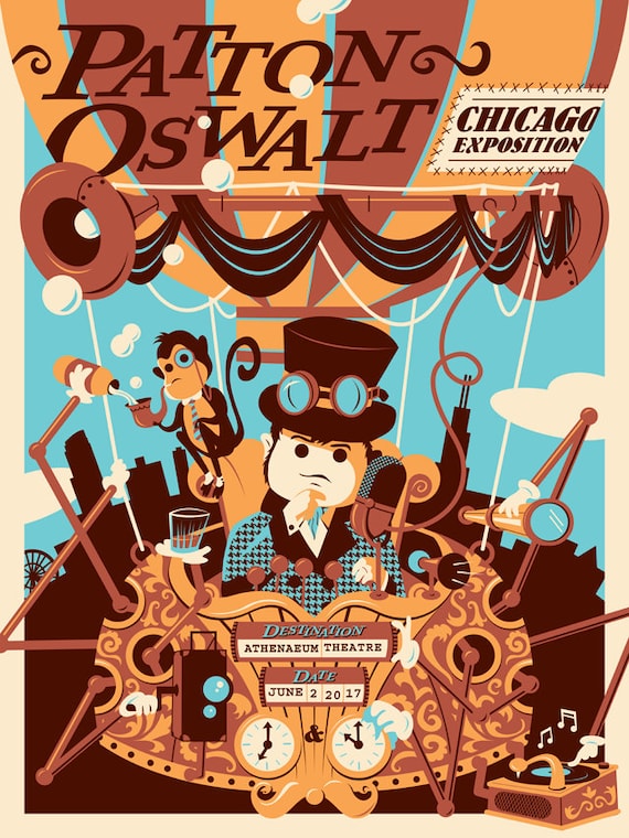 PATTON OSWALT in CHICAGO Limited Edition Screen Print by RidgeRooms steampunk buy now online