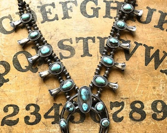 Vintage Turquoise Squash Blossom Necklace