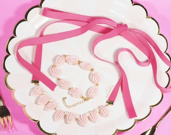 Pink Whipped Cream Necklace & Bracelet
