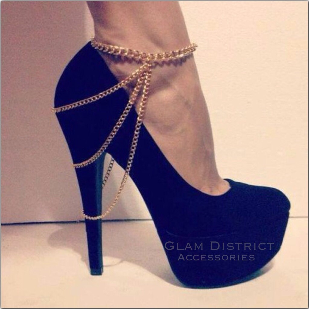 High Heel Ankle Chain Gold Tone by GlamDistrict on Etsy
