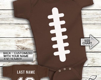 Football Onesies - Infant Baby Personalized with Name and Number - Creeper - Bodysuit - Custom Jersey