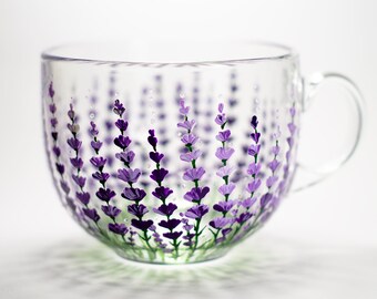 Summer Outdoors Summer Party Floral cup Gift for her Lavender Coffee Mug, Gardener gift Large Mug Birthday gift