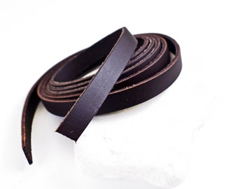 10mm Flat Leather Cord, Brown Greek Leather Cord, Bracelet Cord, Necklace Cord, Jewelry Supplies, 8"/20.3cm approx