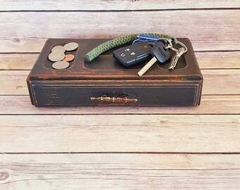 Men's Valet | Wood Jewelry Box | Wood Valet | Black Valet | Farmhouse Decor | Gothic Jewelry Box | Eco-Friendly Gift | READY TO SHIP