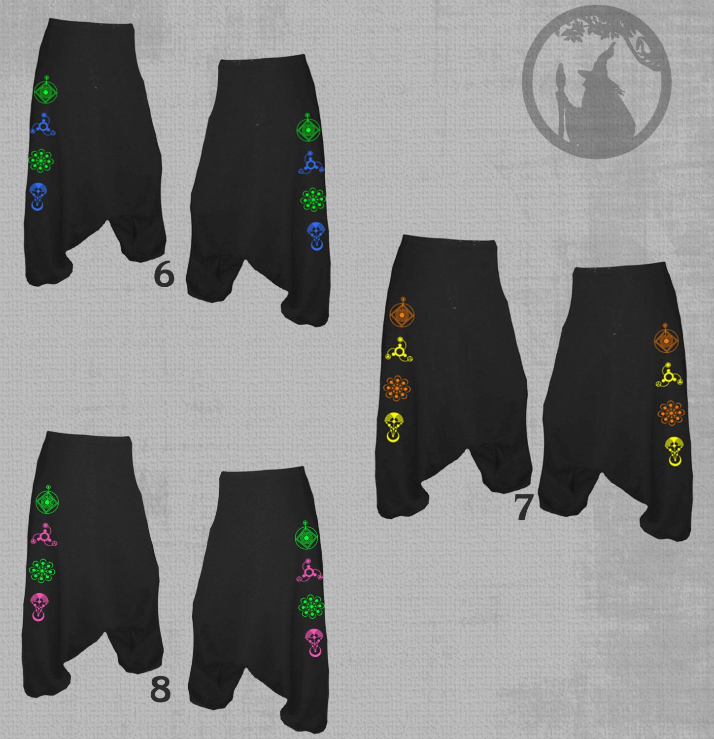 Unisex Harem pants with crop circle ELEMENTS MIX and two