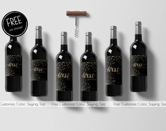 Marriage Milestone Wine Labels, Wedding Wine Firsts, Marriage Firsts Wedding Labels, Married Firsts Milestones, Wedding Milestone Gift