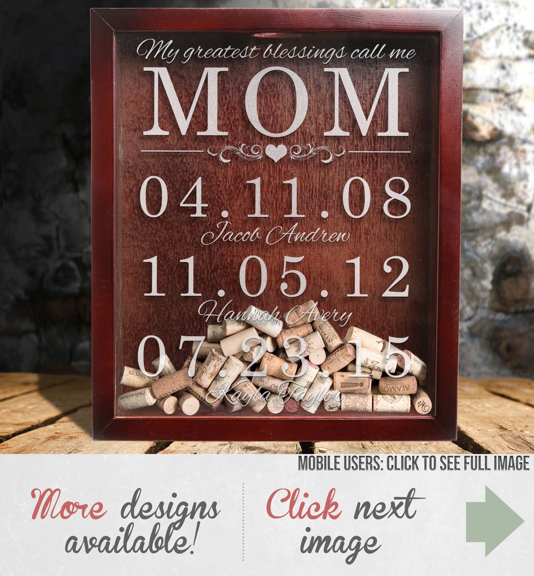 Mom Birthday Gift Wooden Shadow Box Wine Cork Holder Wine