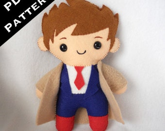 PDF PATTERN - 9" Human Plush David Tennant/Castiel (Digital Download) by Michelle Coffee