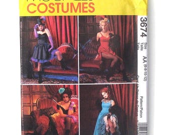McCall's Ladies Can-Can/Bar Room Dancer Costumes Sewing Pattern #3674 - UNCUT - Size 6+8+10+12 (Breast 30+31+32+34)