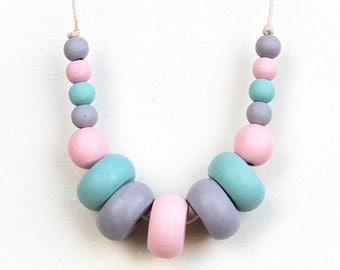 Pretty Pastels - Wooden Beaded Necklace