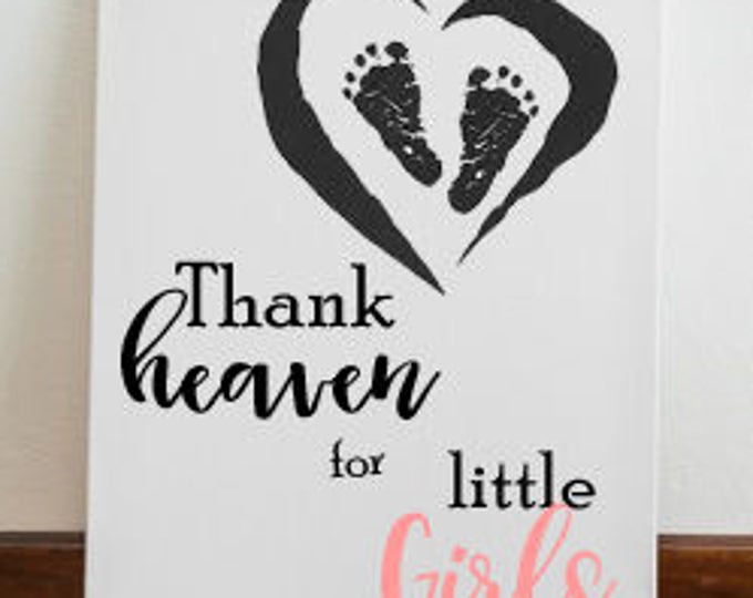 Nursery Decor "Thank Heaven for Little Girls" Canvas Art, Wall Decor, Nursery Decor, Kids Room, Baby Room, Baby Girl, Black & Pink