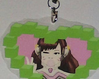 Overwatch D.Va single sided laminated keychain