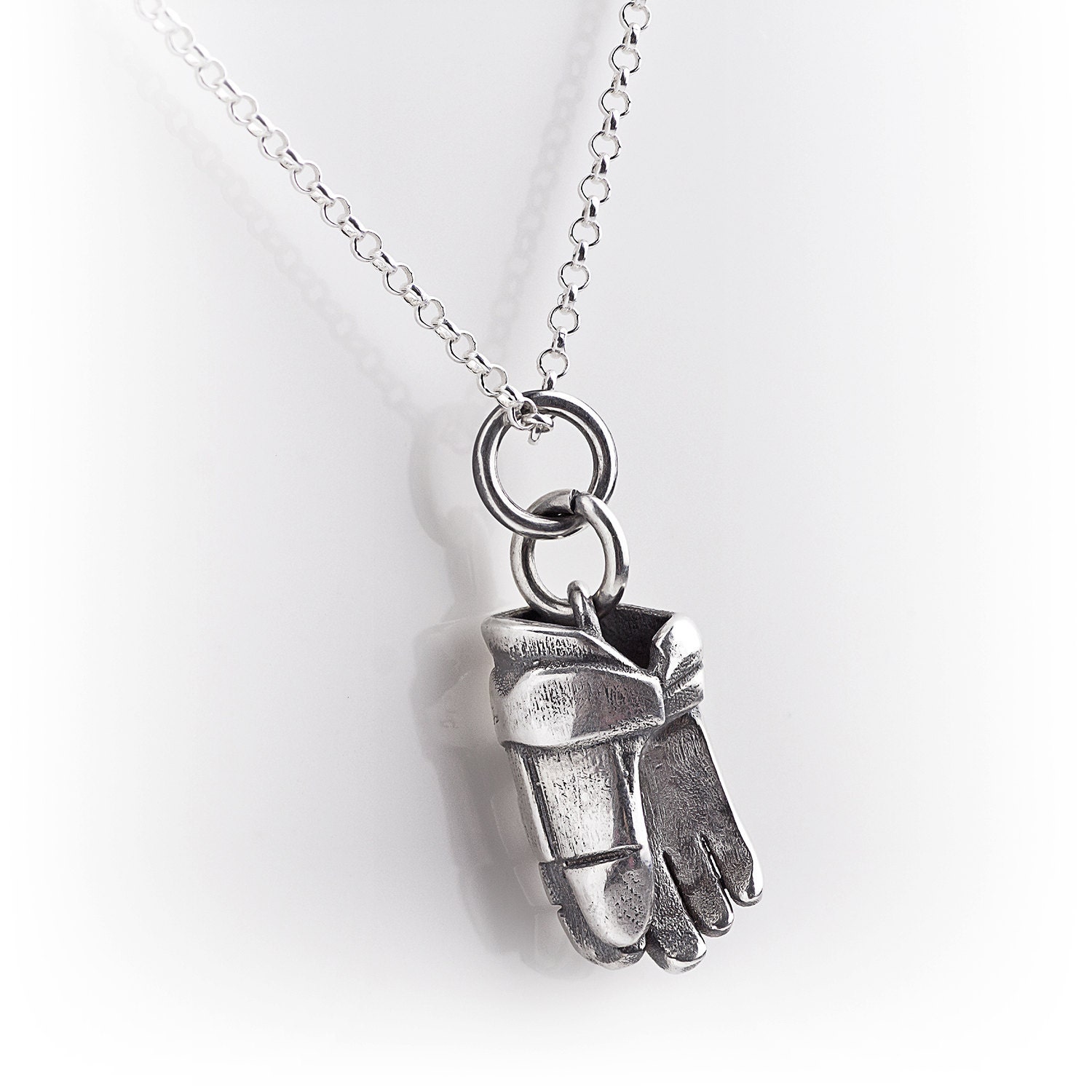 Sterling Silver Hockey Glove Pendant Ice Hockey Jewelry