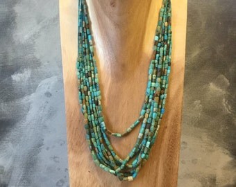 Turquoise Beads, Rectangle Graduated Strand, 3x3x2 mm to 7x5x3 mm Graduated Beads, Southwestern Native American Jewelry Component TUB-10101