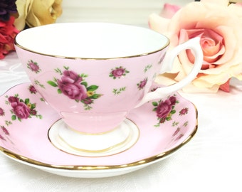 Royal Albert New Country Roses Pink Floral Chintz Tea Cup & Saucer Teaset 4Tea Party, Shower, Wedding, Party Favor, Grace's Teaware #984