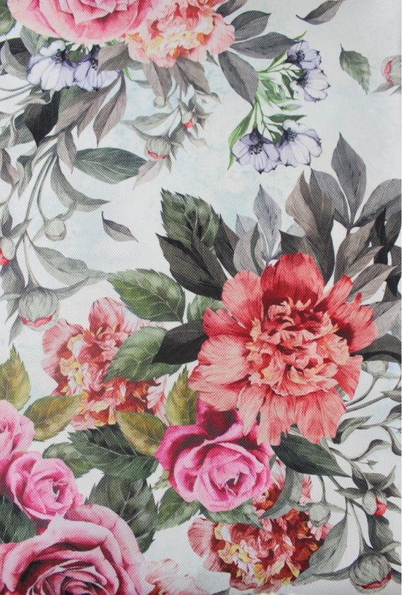 Items similar to Floral Upholstery Fabric, Furnishing Fabric Big