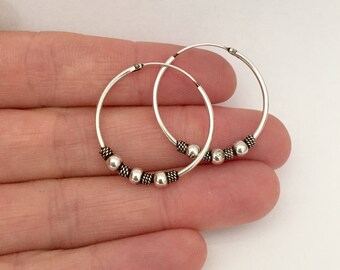 Sterling Silver Hoop Earrings | Sterling Silver | 25 mm Hoops | Hoop Earrings | Boho Earrings |