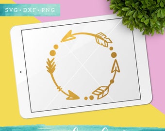 Arrow Circle SVG Cutting Files / Boho Arrow SVG Files Sayings / Arrow Monogram Frame SVG for Cricut Silhouette / Svg Cut Files