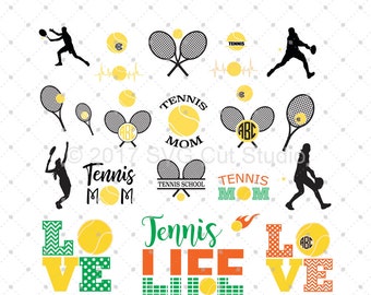 Tennis SVG Cut Files, Tennis Love SVG, Tennis Ball SVG, Tennis Monogram Frames svg cut files for Cricut and Silhouette, svg files
