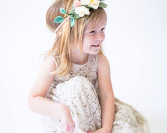 Floral Crown, Felt Headband, Flower Hair Wreath, Kids Flower Crown,Photography Prop, Flower Girl Crown, Birthday Crown, Floral Crown Wedding