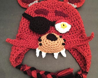 Crochet Five Nights At Freddy's FNAF Foxy Inspired Hat PATTERN