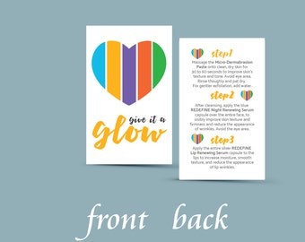 Rodan and Fields Mini Facial Card Give it a Glow Two-Sided INSTANT DOWNLOAD DIGITAL