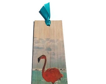 Wood bookmark - wooden bookmark - flamingo bookmark - pink bookmark - unique bookmark - bird bookmark - book lover gift - bookmark gift