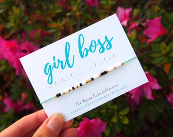 G I R L B O S S | Morse Code Bracelet | Girl Boss Secret Message Bracelet for the Girl Up Campaign