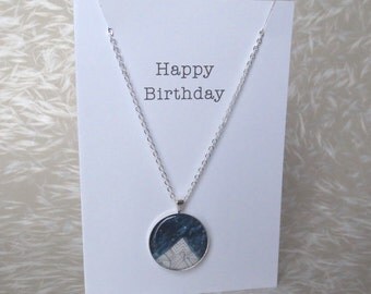 Birthday Note Card and Necklace; Custom Birthday Present; Handpainted Gifting Jewelry (Carte Anniversaire; Geburtstags Karte) by InfinEight
