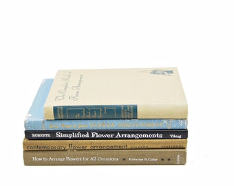 FLOWER ARRANGMENT Book Collection, Garden Book Set, Decorative Books, Gardening set, Beige Book , FLower arranging, Blue Old Books