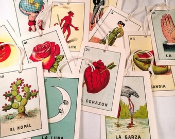 ON SALE: NEW Vintage Mexican Loteria Gift Tags - set of 12