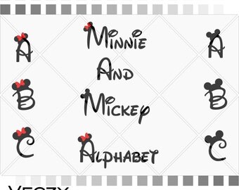 Mickey and minnie mouse font, Walt Disney Font Alphabet, svg files, disney font, walt disney, svg files for cricut, disney Monogram, SF00005