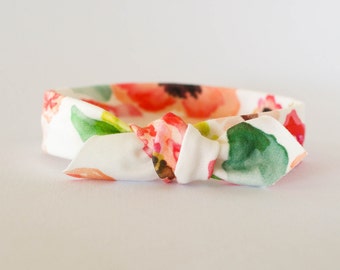 Floral Top Knot, Baby Floral Headband, Baby Headband, Baby Headband Knot, Organic Cotton Headband, Baby Top Knot, Newborn Headband