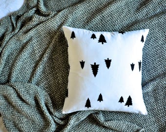 Scandinavian Cushion Cover, Throw Pillow Cover, Throw Cushion, Decorative Cushion Cover, Decorative Pillow Cover - Black & White Pine Trees