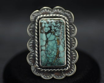 Unique and Complex Hubei Turquoise Ring US Size 7