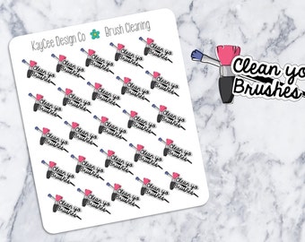 Clean Yo Makeup Brushes / Planner Stickers / Hand Drawn / Tracking / Erin Condren / MAMBI / Filofax / Kikki K / Scrapbook