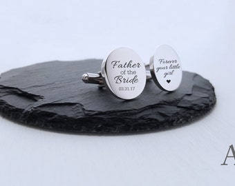 Personalized Cufflinks Engraved Cufflinks Round Cufflinks Cuff link Gifts for Him Father of the Bride Cufflink Father of the Bride Gift