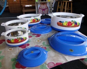 Tokyo Insulated Serving Dishes, New old stock bowl set, insulated bowls with lids, locking lids bowls, wedding gift