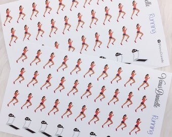38 Running Girl Planner Stickers, Exercise Stickers, Treadmill Stickers, Fitness Stickers, Weight Loss Stickers,Marathon Stickers