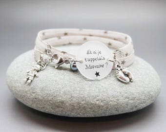bracelet liberty cabochon "Et si je t'appelais Marraine" petit garçon bébé personnalisable