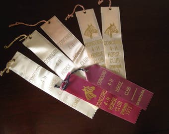 Vintage Horse Show Ribbons - Equestrian Gymkhana Ribbons - Concord 4-H Horse Club – 1970’s – Set of 7