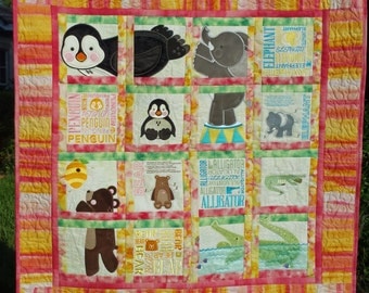 Animal Adventure Baby Quilt or Wall Hanging