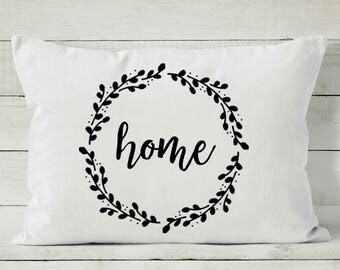 Home Pillow Cover - Quote Pillow - Decorative Throw Pillow Cover - Wreath Pillow