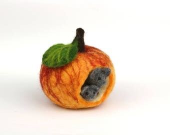 Apple cottage felted decorative felt apple and mice anthroposophic seasonal home decor apple red fruit needle felt mouse deco apple red