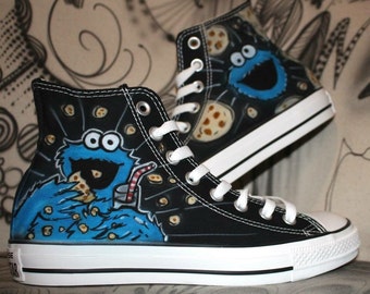 Custom Airbrush Converse Chucks Cookie Monster Art Style Sneaker