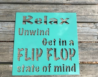 Pool sign, Beach sign, Metal relax sign, Relax unwind sign, Metal personalized sign, metal beach sign, Personalized beach sign