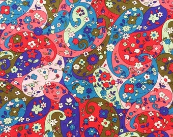 BLUE PAISLEY FABRIC By The Yard, Flower in drop blue tone, abstract, cute, sweet 100% Cotton Fabric by yard, fat quarter, half yard, yard