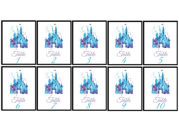 set 10 table numbers disney castle wedding decor disney