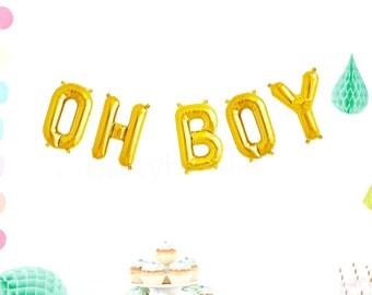 OH BOY Balloons, Foil Letter Balloons, Oh Boy Banner, bOy, Baby Reveal Balloon, Gold, Silver, Blue, Pink, Baby Balloon, Baby boy