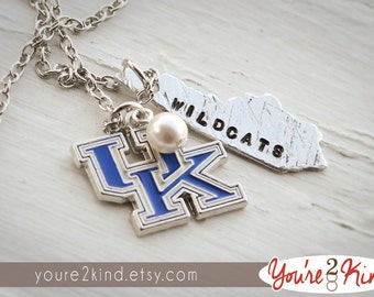 University of KY Necklace, Hand Stamped Kentucky Necklace, Hand Stamped Kentucky Jewelry, KY Jewelry, KY Necklace, University of Kentucky